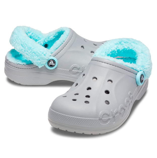 Crocs Baya Lined Fuzz Strap Grey Ice Blue